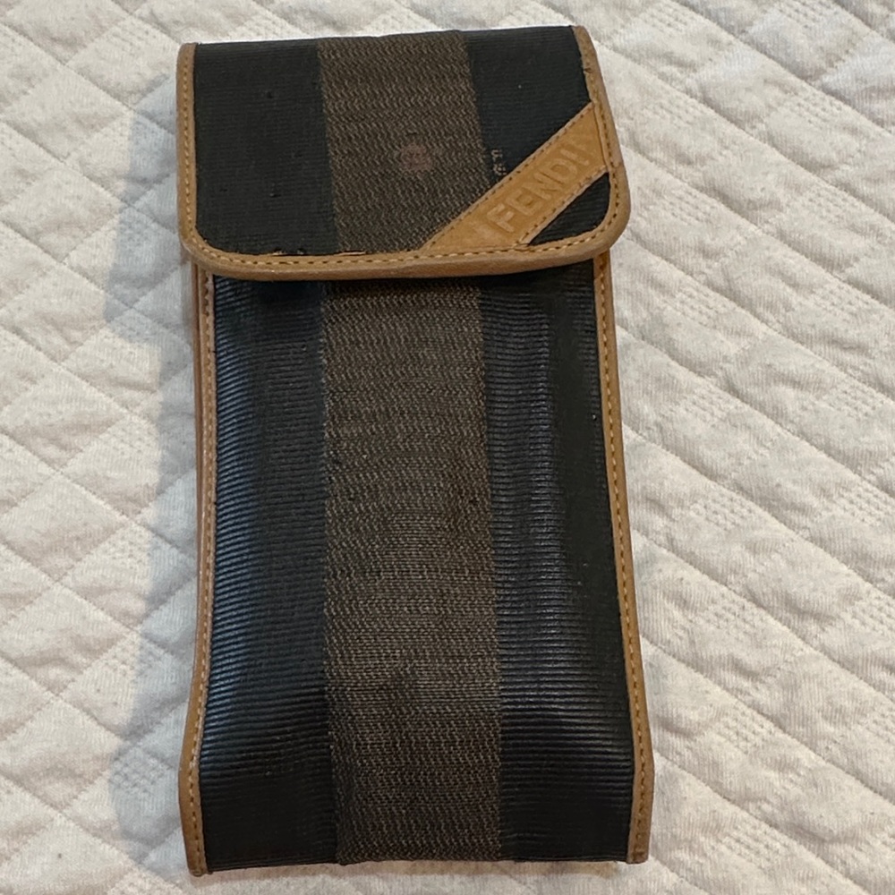 Fendi Black and Brown Vertical Stripe Case